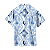 voordelige Geometrisch patroon-Voor heren Geometrisch Geruit Overhemd Zomer overhemd Overhemd met knopen Korte mouw Mode-casual Buiten Vakantie Dagelijks gebruik Zomer Lente Strijkijzer 3D-afdrukken shirts met kraag blauw Paars