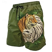 cheap Animals &amp; Birds-Tiger Ying Yang by Vincent Hie Men&#039;s Animal Tiger Swim Trunks Swim Shorts Board Shorts Retro Vintage Mesh Lining Elastic Drawstring Waist Designer Shorts Limited Artist Edition