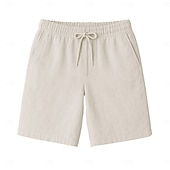 baratos Calções Elite Masculinos-Homens Calção Shorts de praia Com Cordão Cintura elástica com cordão Tecido Respirável Pavio Humido Curto Formal Casamento Ao ar livre Elegante Férias Branco Amarelo Micro-Elástica