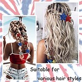 abordables Accesorios para el peinado del cabello-6 pinzas para el pelo del 4 de julio para mujer, accesorios para el cabello con broche de estrella rojo, blanco y azul con purpurina, pinzas para el pelo patrióticas, pasadores planos para el Día de