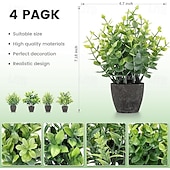 levne Umělé rostliny a zeleň-4 balení umělých rostlin, keramických mini umělých rostlin, květináčů, pro domácí dekoraci, kancelářské dekorace, dekorace do pokoje, farmářské dekorace, interiérové dekorace do koupelny