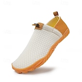 billige Sneakers til herrer-Slip-on nettingsko for menn i beige og oransje – elastiske, pustende loafers for reiser, sommerutflukter og enkel bruk på farten