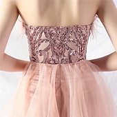 cheap Semi-formal / Cocktail-A-Line Quinceanera Dresses Elegant Dress Formal Wedding Asymmetrical Sleeveless Strapless Tulle Backless with Feather Embroidery