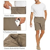 baratos Clássico-Homens Bermuda Cargo Calção Shorts de verão Cintura elástica Bolso multi Bolso com aba Tecido Conforto Vestível Comprimento do joelho Ao ar livre Esporte Diário Moda Casual Preto Verde