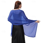 billige bryllup gjesteomslag-Sjal til kvinner Elegant Ermeløs Krepp Bryllup Wrap Med Glimmer Til Bryllup Vår sommer