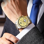 baratos Relógio Automático-Relógio masculino luxuoso com turbilhão oco, à prova d&#039;água, luminoso, automático, mecânico, data, semana, aço inoxidável, relógio masculino