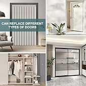 cheap Door Curtains-1 Linen Textured Magnetic Folding Room Divider Curtain, Blackout Curtain Closet Door Curtain Invisible for Bedroom Room Living Room No Puching or Tools