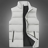 billiga Herrarnas puffer väst-Herr Pufferväst Gilet Quiltad väst Semester Dagligen Datum Mode Ledigt Höst vinter Ficka Polyester Håller värmen Bekväm Ensfärgat Dragkedja Hög krage Normal Svart Vin Rubinrött Blå Väst