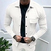preiswerte Herrenjacken &amp; Herrenmäntel-Herren Hemdjacke übergangsjacke Täglich Leicht Jacquard Sommer Frühling Einfach Klassisch Revers Schwarz Weiß Khaki Hellgrau Dunkelgray Jacken