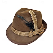 preiswerte Fedora-Hut-Herren Fedora-Hut Oktoberfesthut Dunkel Braun Kamel Modal Feder Mode Lässig Straße Täglich Einfach Sonnenschutz Atmungsaktiv