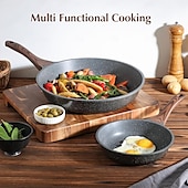 cheap Cooking Utensils-Nonstick Frying Pan Skillet, Granite Coating Omelette Pan, Healthy Stone Cookware Chef&#039;s Pan, PFOA Free