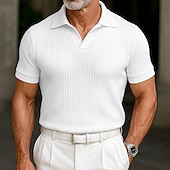 halpa Miesten klassinen poolopaita-Miesten Joustinneuletoppi Lihaspaita Työ Kausaliteetti V kaula-aukko Lyhythihainen Perus Moderni Yhtenäinen väri Kudottu Kesä Kevät kesä Tyköistuva Valkoinen Viininpunainen Laivaston sininen Vaalean