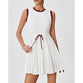 economico Abbigliamento Tennis da donna-Per donna Patchwork Abito da tennis Abito sportivo Senza Maniche Coulisse Pieghettato Traspirante Tennis Golf Pickleball Girocollo Tank Back Nero Rosso Verde Abbigliamento da tennis