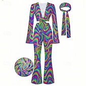 Χαμηλού Κόστους Ενδύματα-Ρετρό / Βίντατζ Δεκαετία '70 Ευχάριστος Σετ παντελονιών με φαρδιά γραμμή και δέσιμο μπροστά Χίπισσα Ντίσκο Γεωμτερικό Παραισθησιογόνος Φανταχτερή Φόρεμα Γυναικεία Απόκριες