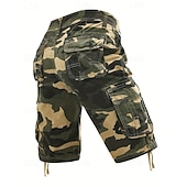 baratos Clássico-Homens Bermuda Cargo Shorts camuflados Calção Shorts de verão Bolso multi Bolso com aba Côr Camuflagem Conforto Vestível Comprimento do joelho Ao ar livre Esporte Diário Moda Casual Azul Marinho Cáqui