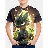 voordelige Jongens 3D Dieren-Jongens 3D Dinosaurus T-shirt Korte mouw Zomer Lente Modieus Basic Kinderen 4-12 jaar Strakke ronde hals Buiten Casual Dagelijks Normale pasvorm