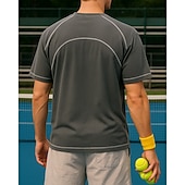 levne Pánská košile-US Open Pánské Jednobarevné Sportovní košile Tenisové tričko Krátké rukávy Kontrastní vazba Ter Emen Odvod vlhkosti Prodyšné Tenis Golf Pickleball Černá Žlutá Šedá Oblečení na tenis
