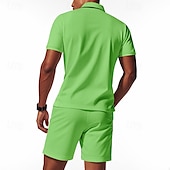 voordelige Klassieke polo voor heren-Voor heren Wafel Poloshirts Polo met kwartrits Dagelijks Feestdagen Revers Korte mouw Modieus Basic Effen 2-stuks Zomer Normale pasvorm Zwart Wit Marineblauw Koningsblauw Groen Khaki Wafel Poloshirts