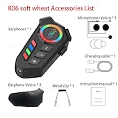 billiga Hjälmheadset för motorcykel-k06 hjälm bluetooth headset med omgivande ljus – vattentät trådlös intercom för motorcykel med CVC-brusreducering, 5.4-chip, långt batteri, röstassistent för hel- och halvhjälmar