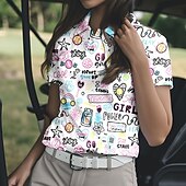 Χαμηλού Κόστους Γυναικείο πουκάμισο-Γυναικεία Γραφική Πουκάμισο τένις Κοντομάνικο Στάμπα UPF50+ Γρήγορο Στέγνωμα Τέννις Γκολφ Μπάντμιντον Περιλαίμιο Polo Μπλουζάκι Μπολύζες Λευκό Ροζ Ουρανί Ρούχα τένις