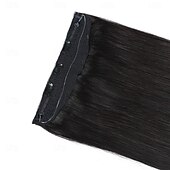 abordables Extensions Adhésives-Extensions de cheveux humains invisibles, 20 pouces - 50 g, 22 pouces - 80 g, 1b #, fil de poisson transparent noir, extensions de cheveux humains à clips pour femmes