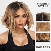 cheap Synthetic Trendy Wigs-Synthetic Wig Wavy Curly Weave Asymmetrical Neat Bang Machine Made Wig 12 inch A1 Synthetic Hair Women&#039;s Middle Part Classic Comfortable Blonde