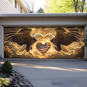 abordables Bannières de Garage et de Porte-Décorations de porte du 4 juillet Couvre-porte de garage Américain Patriote Aigle Bannière extérieure Grand fond pour décorations de garage extérieur à la maison
