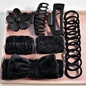 baratos Acessórios de penteados-Conjunto de 16 faixas de cabeça para cuidados com a pele, conjunto de faixas de cabeça para lavagem facial, spa e maquiagem, incluindo 1 faixa de cabelo, pulseira, 3 grampos de cabelo e 10 elásticos