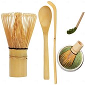 abordables Ustensiles et gadgets de cuisine-Ensemble de fouets à matcha, fouet japonais en bambou Chasen, cuillère à thé et cuillère à thé, ensemble chashaku, ensemble de fouets pour la cérémonie du thé vert