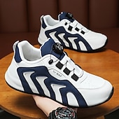 abordables Zapatillas Informales-Zapatillas deportivas blancas y rojas para hombre con cierre boa: de alto rendimiento, elegantes, ideales para correr, gimnasio y ropa informal.