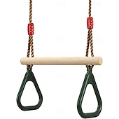 baratos Atividade ao Ar Livre-balanço trapezoidal de madeira para crianças com anel de ginástica de plástico para entretenimento interno e externo
