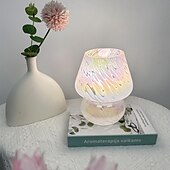 abordables lampe de chevet-Lampe champignon vintage, lampe de chevet en verre avec câble, lampe de table à intensité variable avec ampoule 3 couleurs, lampe de bureau rétro, veilleuse champignon, mini lampe LED pour bureau,