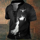 Men's animal print T Shirt Henley Shirt Tee Short Sleeve Designer Basic Classic Outdoor Casual Daily Summer All Seasons Black Henley Henley T-Shirt4