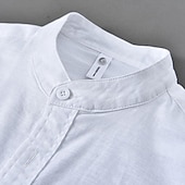 economico Camicie di lino-Per uomo Camicia Camicia di lino Camicia casual Camicia con Bottoni Camicia di cotone Semplice Vacanza Camicia hawaiana Nero Bianco Blu marino Beige Manica Lunga Nonno Primavera Autunno Abbigliamento