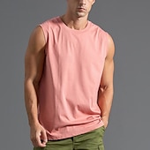 preiswerte Fitness Tank-Tops-Herren Tank Top Weste Unterhemd Ärmelloses Shirt Ärmellos Rundhalsausschnitt Sommer Einfach Mode Designer Basic Klassisch Urlaub Straße Ausgehen Schwarz Weiß Hellgrün Top T-Shirt für Herren