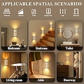 cheap Puck Lights-1 Pc Magnetic Charging Induction Wireless Wall Light Non drilling Three color Dimming Intelligent Human Sensing Room Bathroom Corridor Staircase Lighting Type-C Charging