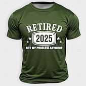 cheap Men's Funny T shirts-Men's Retired 2025 T-Shirt Not My Problem Anymore Short Sleeve Navy Blue Work Humor Tee