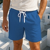 economico Vacanza-Per uomo Shorts Shorts di Lino Pantaloncini Estivi Shorts da Spiaggia Tasca Coulisse Elastico in vita Semplice Comodità Traspirante Corto Vacanza Ferie Spiaggia Hawaiano Boho Nero Bianco
