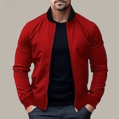 preiswerte Herrenjacken &amp; Herrenmäntel-Herren Bomberjacke übergangsjacke Täglich Leicht Tasche Frühling &amp; Herbst Klassisch Stehkragen Regulär Schwarz Gelb Rot Marineblau Königliches Blau Jacken