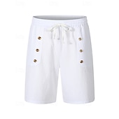 abordables Día festivo-Hombre Pantalón corto Pantalones cortos de lino Pantalones cortos de verano Pantalones cortos de playa Bolsillo Correa Cintura elástica Plano Comodidad Transpirable Corto Vacaciones Festivos Playa