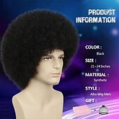 economico Parrucche storiche-Parrucca afro da uomo per feste rocker disco anni &#039;70, parrucca afro nera per uomini e donne, parrucche afro unisex per adulti, per uso quotidiano e per feste.