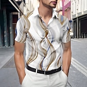 voordelige Geometrisch patroon-Voor heren Geometrisch Verloop Golven Overhemd Zomer overhemd Overhemd met knopen Korte mouw Mode-casual Buiten Vakantie Dagelijks gebruik Zomer Lente Strijkijzer 3D-afdrukken shirts met kraag blauw
