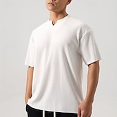 preiswerte Geripptes Strick-T-Shirt-Herren T Shirt T-Shirt Kurzarmshirt Kurzarm V Ausschnitt Sommer Einfach Mode Designer Basic Jacquard Urlaub Straße Ausgehen Schwarz Weiß Dunkelgrau Top T-Shirt für Herren