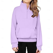 billiga Huvtröjor- och tröjor för flicka-Barn Flickor Tröja Ensfärgat Långärmad Vår Höst Dagligen Polyester Ledigt