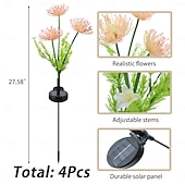 preiswerte Landschaftslichter-4 Stück Solar-Blumenlichter für den Außenbereich, rosa, für Blumenfelder am Meer, Plug-in-Licht, warmes Licht, für Innenhof, Gartenweg, Rasen, Hochzeit, Festival-Atmosphäre, dekoratives Licht, 2 Funktionen, Muttertagsgeschenk