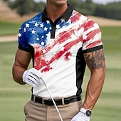  4 juli 2026 250e Voor heren Amerikaanse Amerikaanse vlag Polo Korte mouw Poloshirt Overhemden met kraag Casual Buiten Sport Alledaagse kleding 3D-afdrukken Zomer blauw