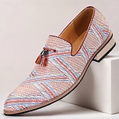 billiga Uttalande Skor-Herr Tofflor och Slip-Ons Promenad Affär Ledigt PU Läder Vävd nylon Andningsfunktion Bekväm Halksäker Loafers Vin Sommar Vår
