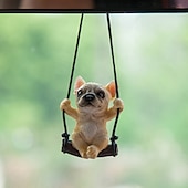 cheap Sculptures-Resin Dog Rearview Mirror Ornament, Dog Rear Mirror Accessories - Retroview Mirror Decoration - Cute Car Ornament for Truck Van Sedan for Bedrooms for Camer