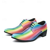 abordables Zapatos Oxford-Zapatos oxford con cordones arcoíris para hombre: diseño metálico vibrante para cócteles y galas nocturnas.