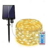 olcso LED szalagfények-rézdrótos kültéri napelemes fényfüzér tündérlámpa 8 üzemmód 30m 40m 50m esküvői partira otthoni kertbe nyári dekoráció led napelemes girlandlámpa távirányítóval